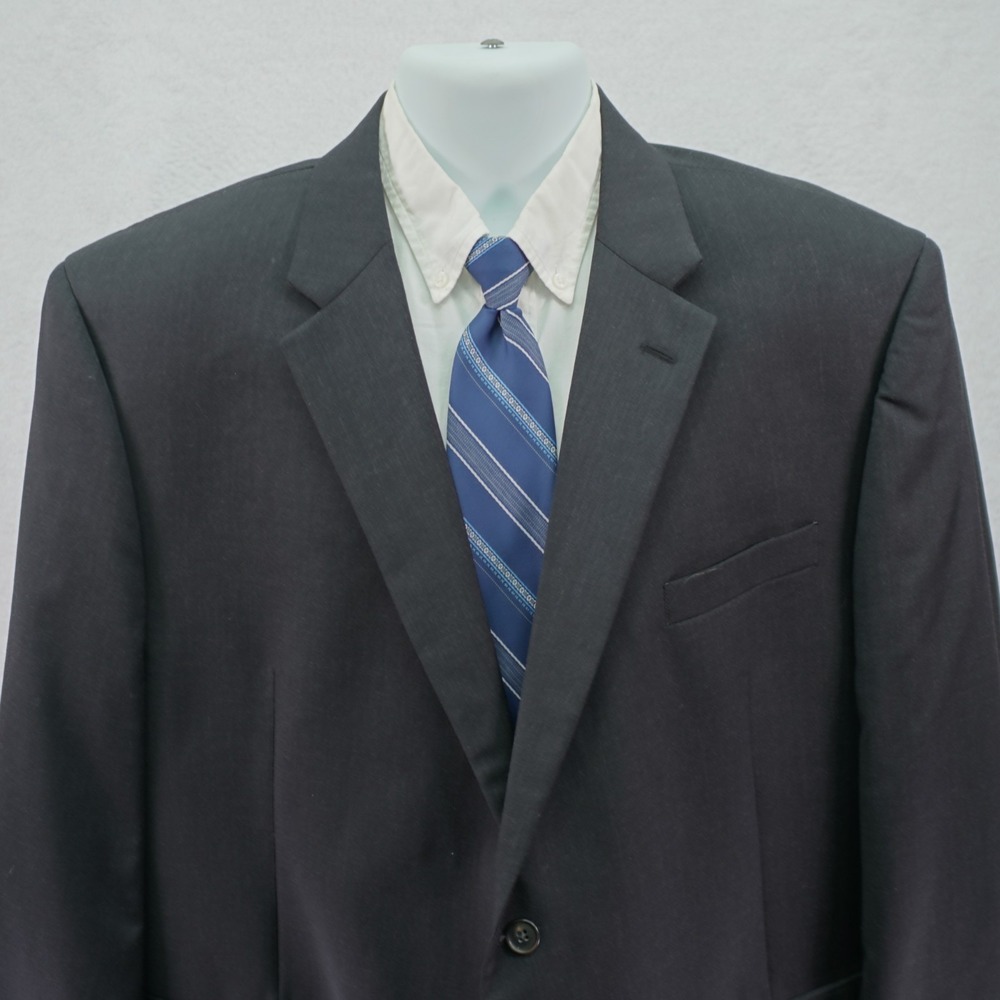 Joseph & Feiss Gray Wool Twill 2 Button Suit Jacket 48R Portly Tagged 46S